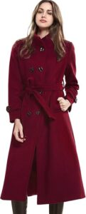 Elegant Double-Breasted Wool Trench Coat with Belt