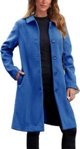 Elegant Royal Blue Single-Breasted Pea Coat