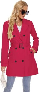 Fuchsia Double-Breasted Trench Coat for a Bold Date Night