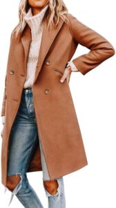 Classic Camel Double-Breasted Wool Coat