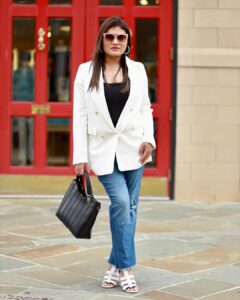 white blazer outfit dressy