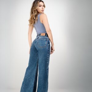 Wide-Leg Jeans with a Sleek Knit Top