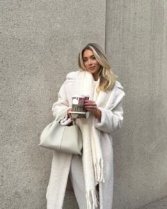 Cozy Winter Whites: Effortlessly Elegant Teddy Coat Look