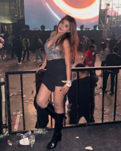Sequin Crop Top & High-Waisted Mini Skirt Ensemble for Concert