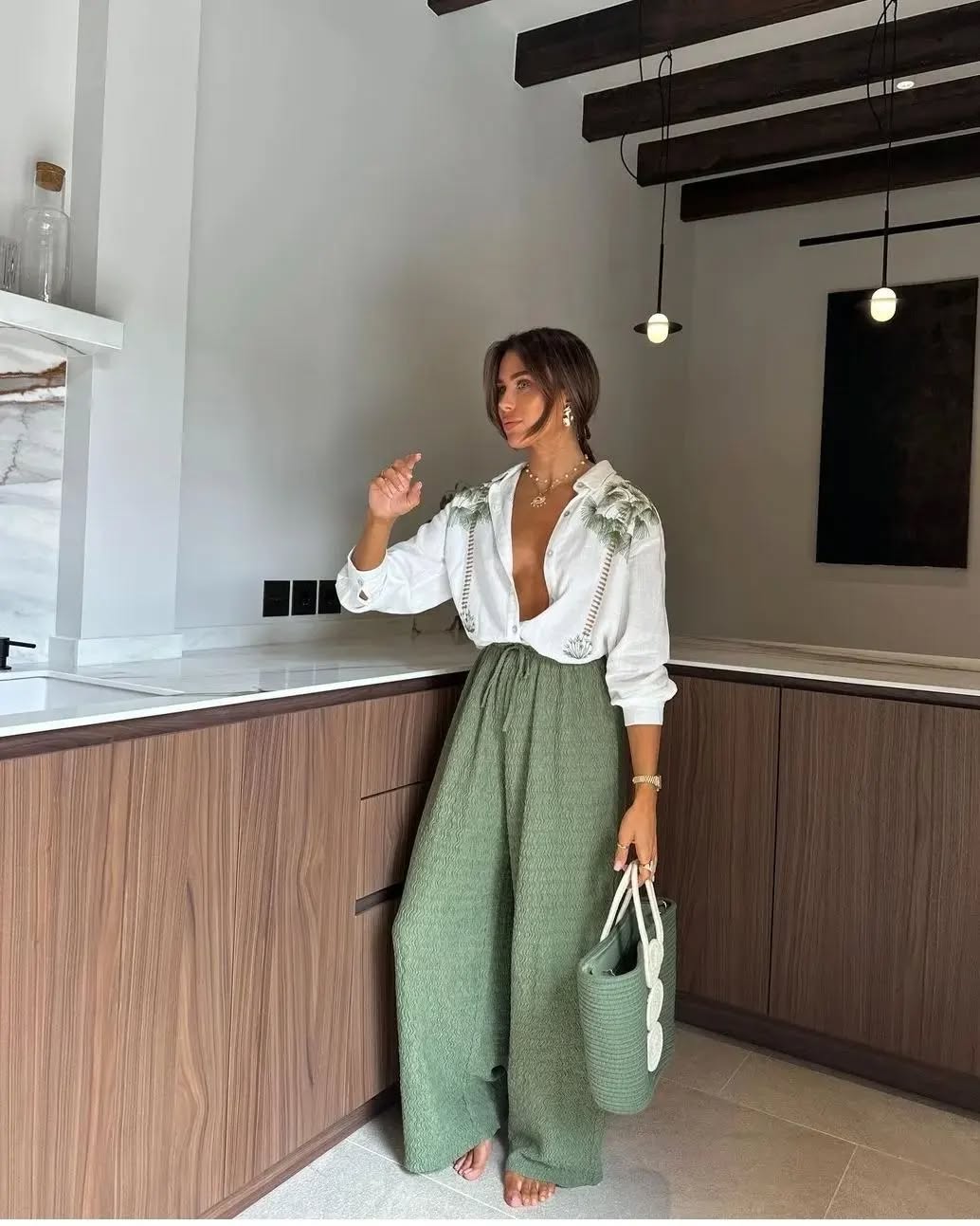 All Over Heart Printed Top with Palazzo Pant