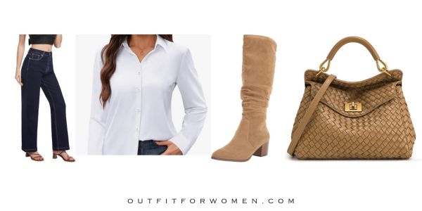 Block Heel Boots with Wide Leg Jeans