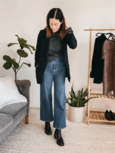 Wide Leg Jeans with Ankle Boot