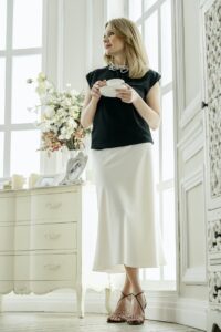 Black Top With White Skirt