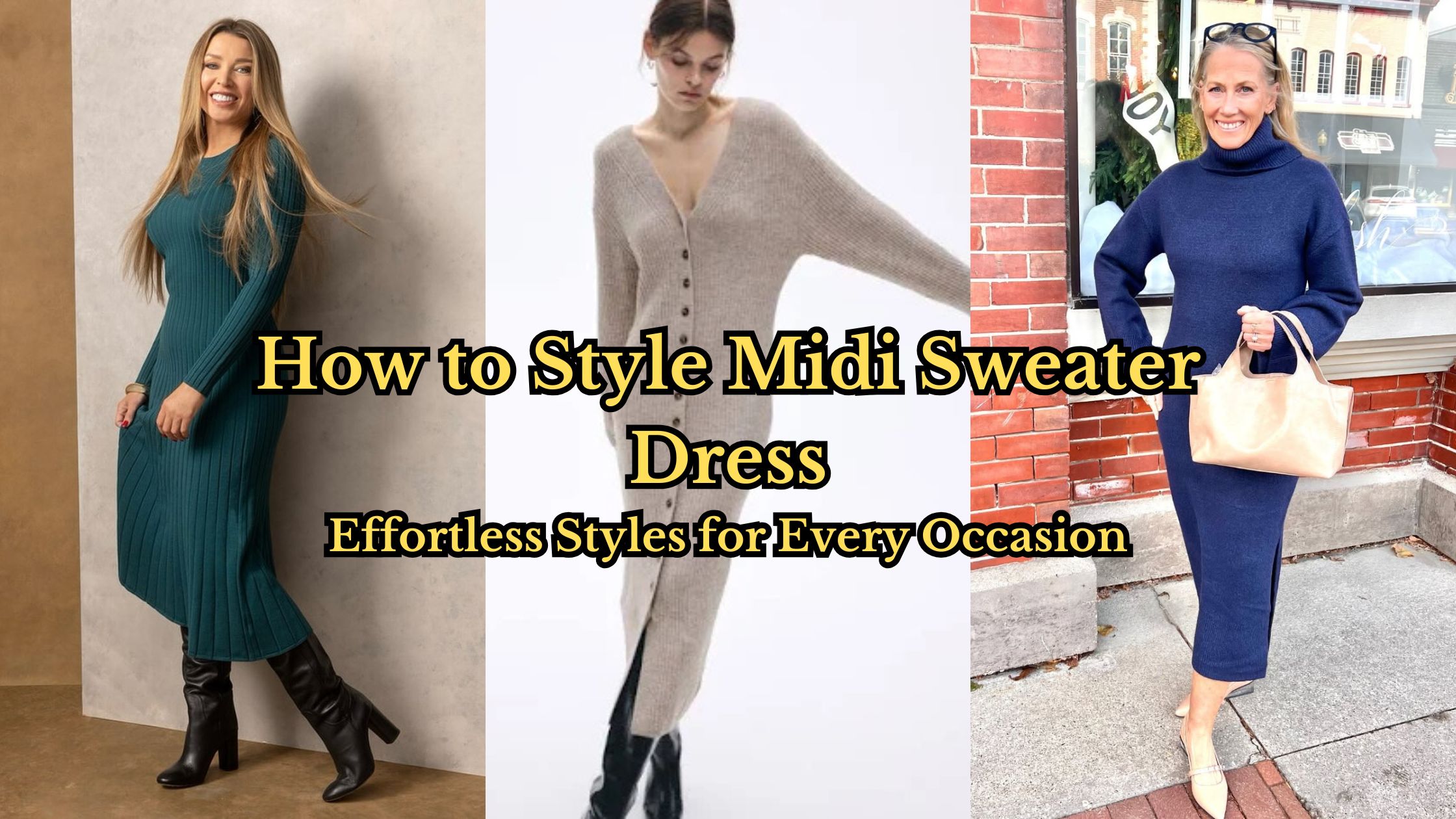 How to Style Midi Sweater Dress Outfit for Women