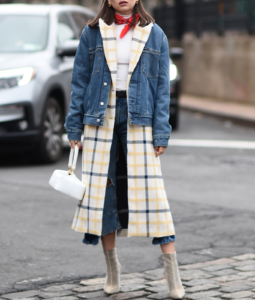 Plaid Coat + Denim Jacket Mashup Magic