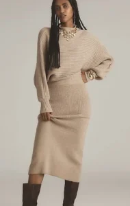 midi sweater dress outfit with sneakers